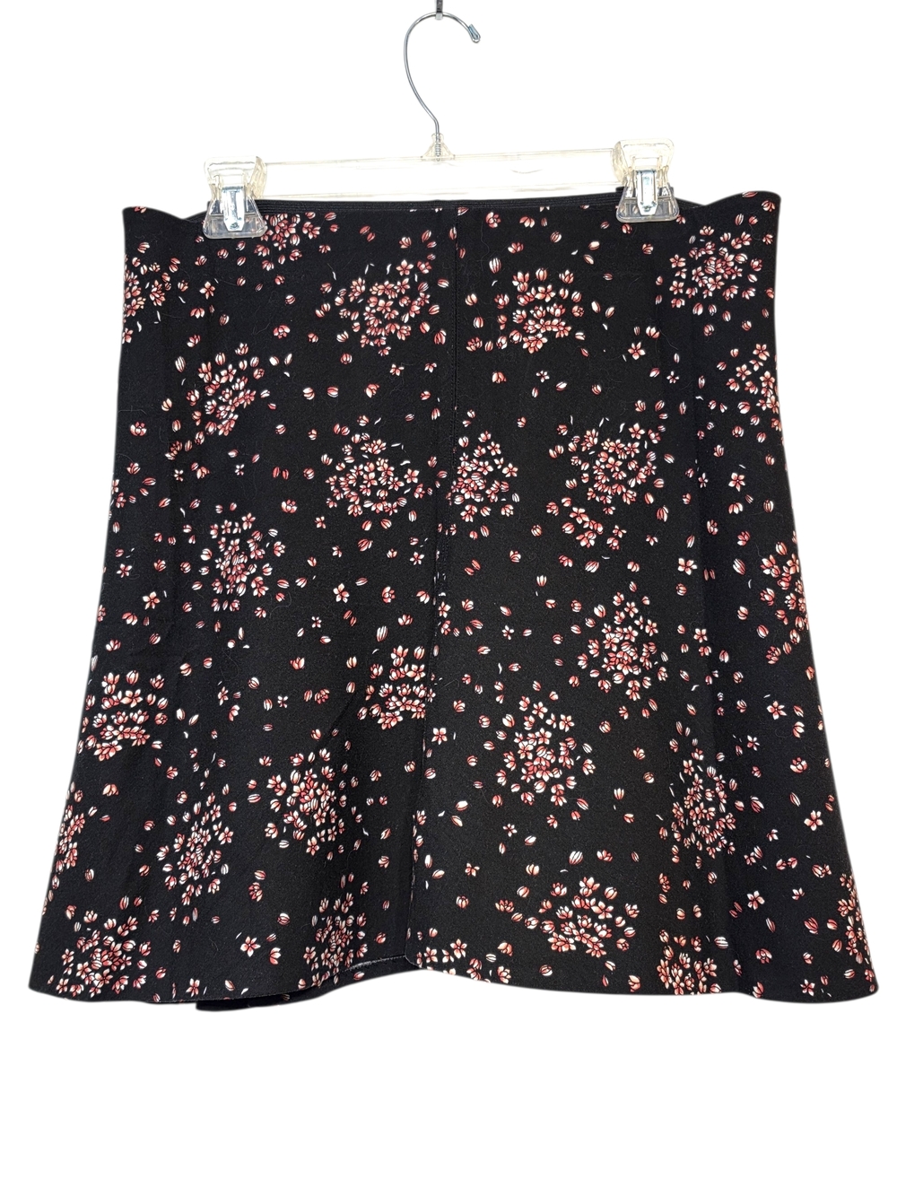 LOFT Floral A‑Line Skirt – Women’s XL – Black with Pink & White Flowers - Pretty